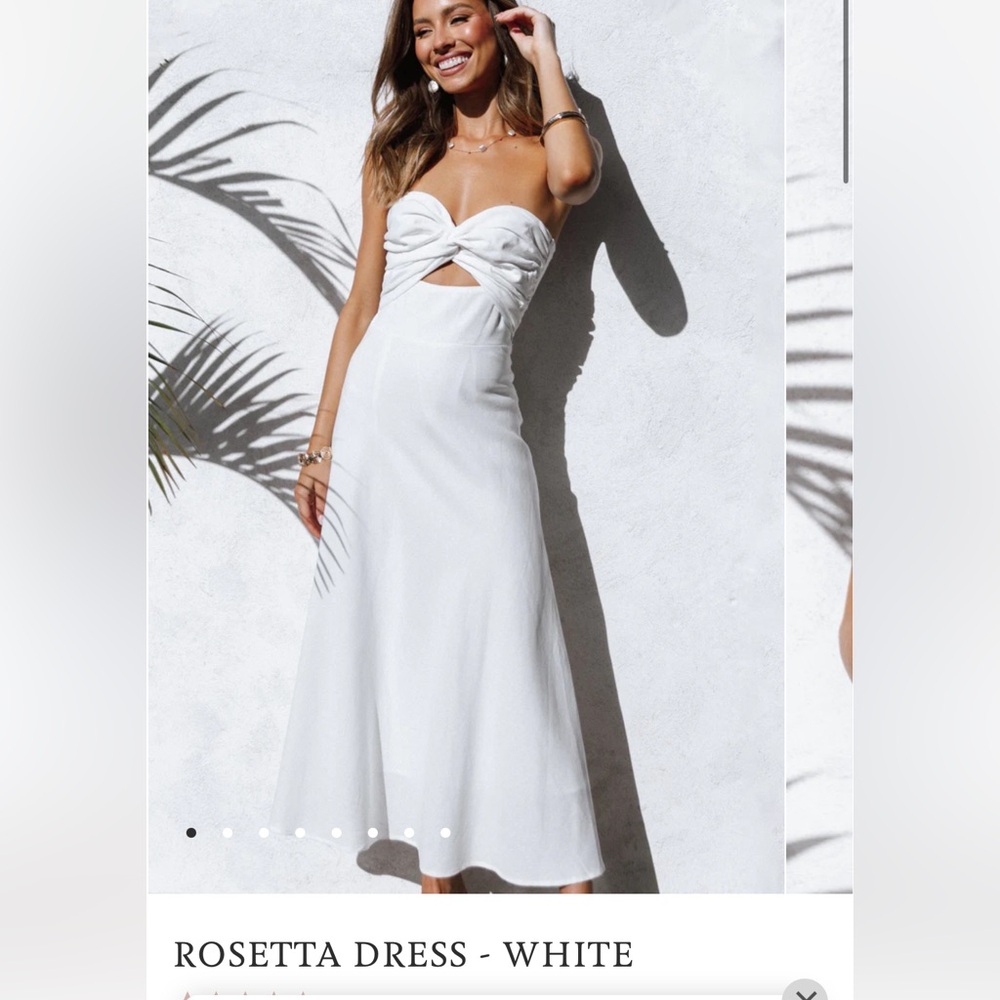 Petal and Pup Dress Women's 0 White Strapless Cut Out Midi Length Wedding